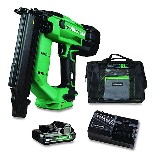 Metabo HPT 18V Brushless Lithium-Ion Compact 18 ga Cordless Brad Nailer Kit (2 Ah), 5/8" to 2" Nails, Green/Black (NT1850DFTM)