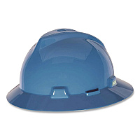 MSA V-Gard Hard Hats, Vented, Full Brim, Fas-Trac III Slide Lock Suspension, One Size Fits Most (6.5 to 8), Blue (10058320)
