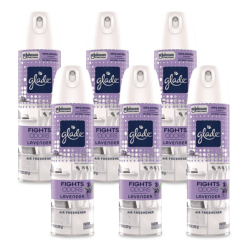 Glade Air Freshener, Lavender, 7.3 oz Aerosol Spray, 6/Carton (391403)