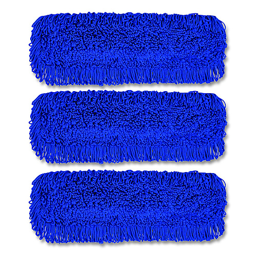 Gritt Commercial Microfiber Looped Dust Mop Pad Head, 24 x 5, Blue, 3/Pack (GRI182243PK)