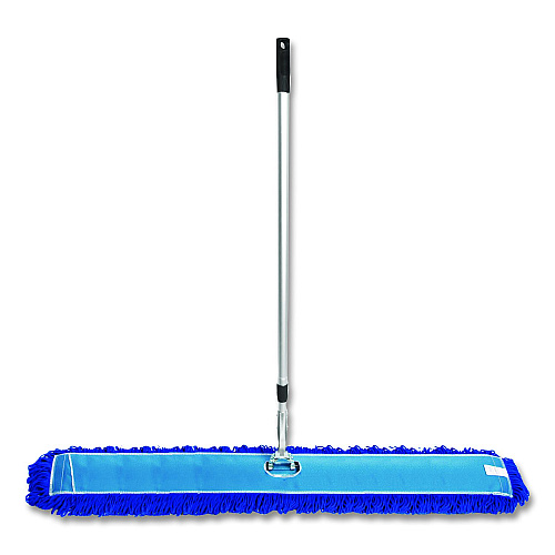Gritt Commercial All-In-One Microfiber Dust Mop Set with Telescopic Handle, 60 x 5, Blue Microfiber Head, 40" to 72" Silver Aluminum Handle (GRI17460T)