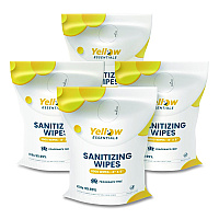 Gritt Commercial Yellow Essentials Sanitizing Wipes, 5 x 8, Unscented, White, 2,000/Refill Bag, 4 Refill Bags/Carton (YE00120004PK)