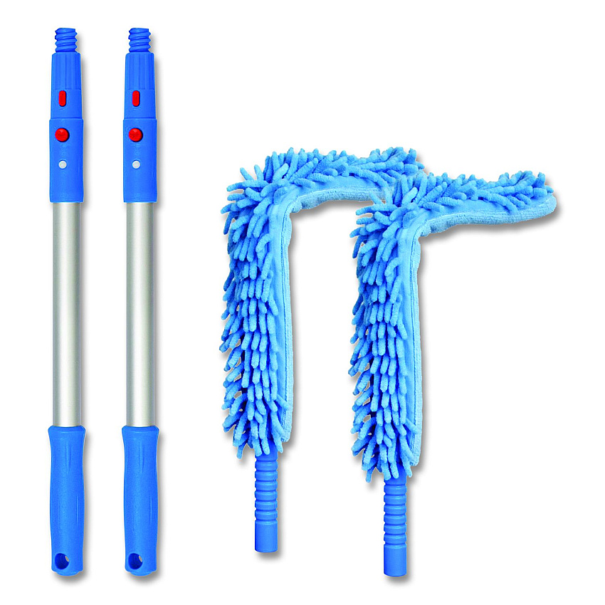 Gritt Commercial Flexible Wand Duster with Microfiber and Chenille Sleeve and 20" Pole, 2/Kit (GRI17520I2PK)