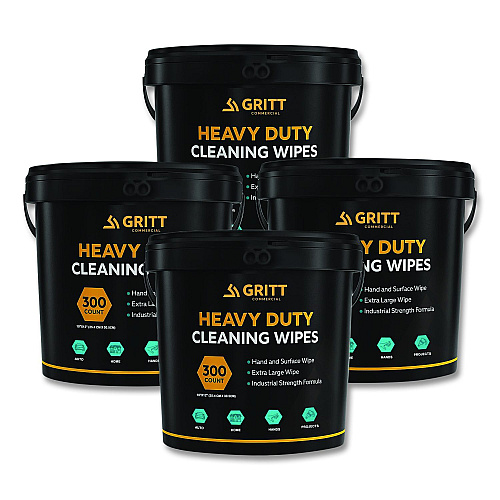 Gritt Commercial Heavy-Duty Cleaning Wipes, 10 x 12, Citrus, White, 300 Wipes/Bucket, 4 Buckets/Carton (GRI63004)