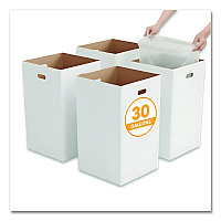 Gritt Commercial 30 Gallon Corrugated Cardboard Trash Can and Recycling Container, White, 4/Carton (GRI52030G4)
