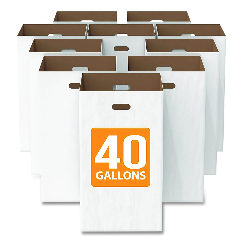 Gritt Commercial 40 Gallon Corrugated Cardboard Trash Can and Recycling Container, White, 10/Carton (GRI52040G10)