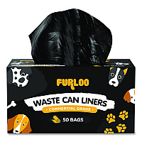 Furloo 13-Gallon Heavy Duty Dog Waste Station Can Liners, Open-Face, 13 gal, 26" x 33", Black, 50 Bags (FLO22)