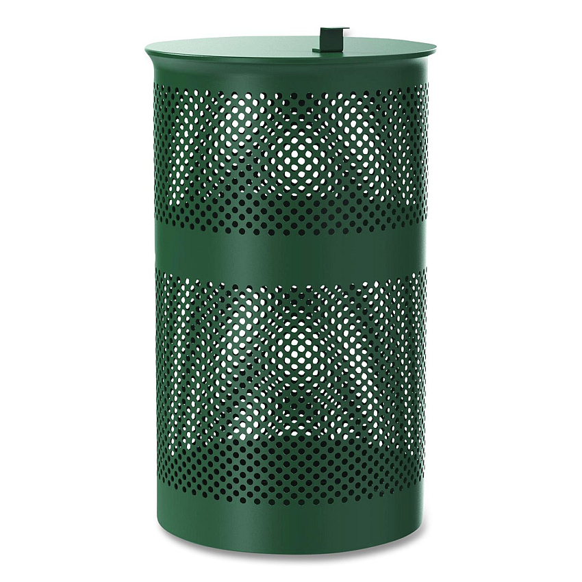 Furloo 13 Gallon Heavy-Duty Outdoor Pet Waste Trash Can with Lid, Top Door, Green (FLO1TG)