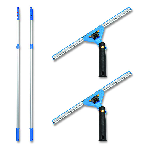 Gritt Commercial Pro Window Washing Kit with Swivel Squeegee and 6 ft Telescopic Pole, 14" Wide Blade, 2/Kit (GRI1306F142P)