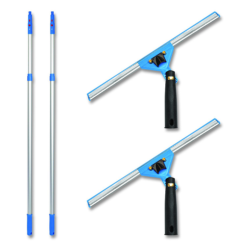 Gritt Commercial Pro Window Washing Kit with Swivel Squeegee and 6 ft Telescopic Pole, 14" Wide Blade, 2/Kit (GRI1306F142P)