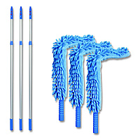 Gritt Commercial Flexible Wand Duster with Microfiber and Chenille Sleeve and 6 ft Telescopic Pole, 3/Kit (GRI1756F3PK)