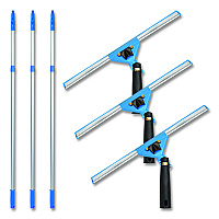 Gritt Commercial Pro Window Washing Kit with Swivel Squeegee and 6 ft Telescopic Pole, 14" Wide Blade, 3/Kit (GRI1306F143P)
