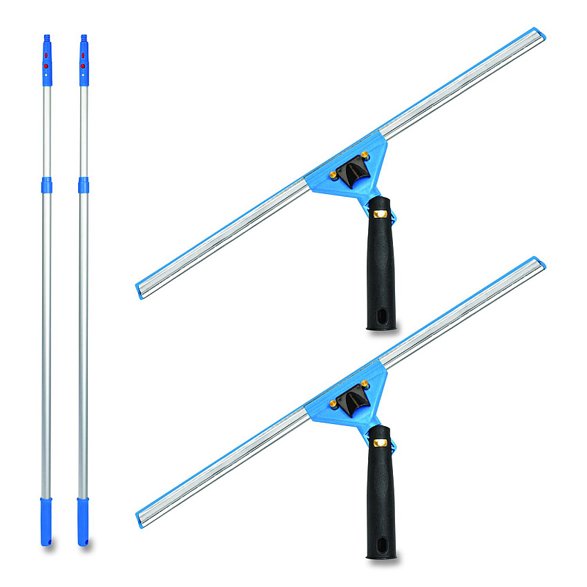 Gritt Commercial Pro Window Washing Kit with Swivel Squeegee and 6 ft Telescopic Pole, 18" Wide Blade, 2/Kit (GRI1306F182P)