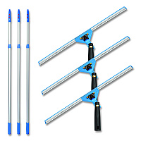 Gritt Commercial Pro Window Washing Kit with Swivel Squeegee and 6 ft Telescopic Pole, 18" Wide Blade, 3/Kit (GRI1306F183P)