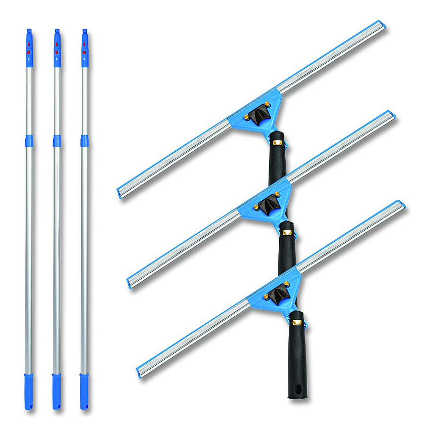 Gritt Commercial Pro Window Washing Kit with Swivel Squeegee and 6 ft Telescopic Pole, 18" Wide Blade, 3/Kit (GRI1306F183P)