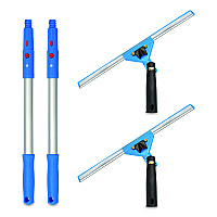 Gritt Commercial Pro Window Washing Kit with Swivel Window Squeegee and 20" Pole, 14" Wide Blade, 2/Kit (GRI1312PK)