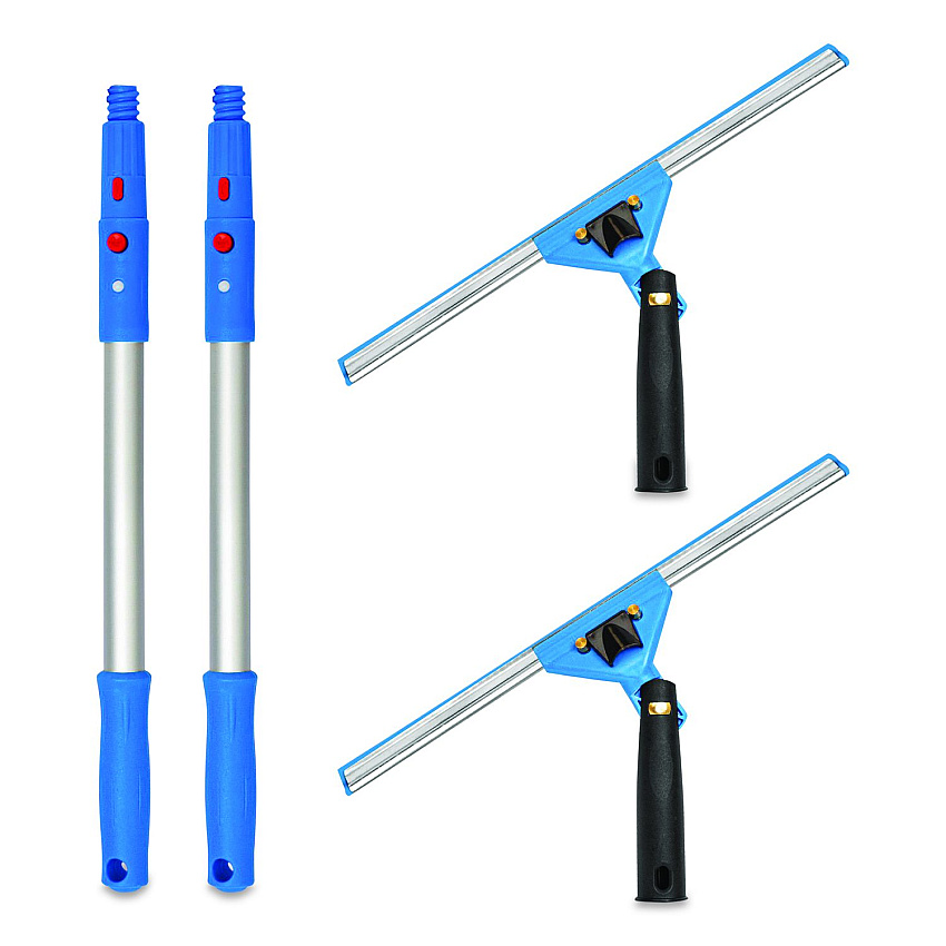 Gritt Commercial Pro Window Washing Kit with Swivel Window Squeegee and 20" Pole, 14" Wide Blade, 2/Kit (GRI1312PK)