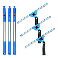 Gritt Commercial Pro Window Washing Kit with Swivel Window Squeegee and 20" Pole, 14" Wide Blade, 3/Kit (GRI1313PK)