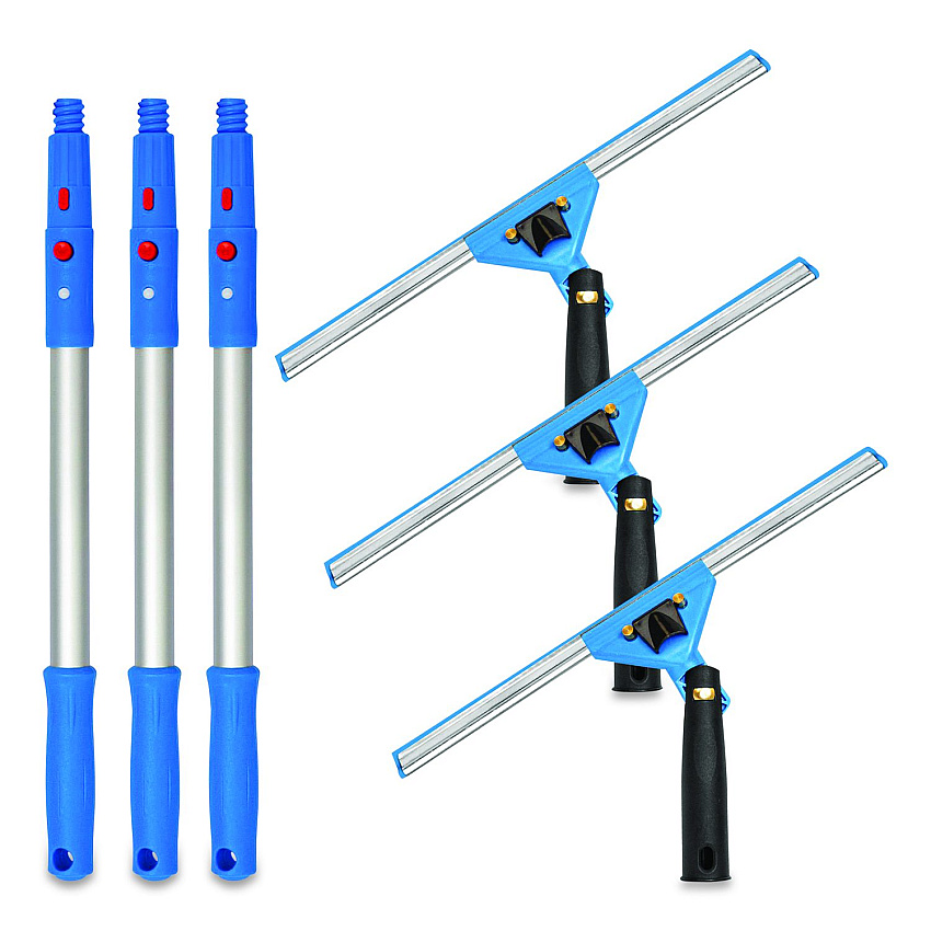 Gritt Commercial Pro Window Washing Kit with Swivel Window Squeegee and 20" Pole, 14" Wide Blade, 3/Kit (GRI1313PK)