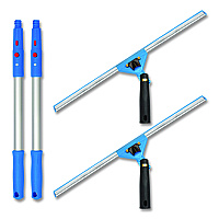 Gritt Commercial Pro Window Washing Kit with Swivel Window Squeegee and 20" Pole, 18" Wide Blade, 2/Kit (GRI131182PK)