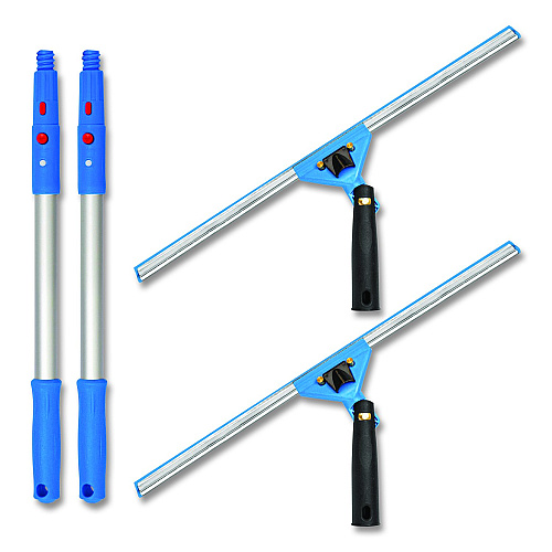 Gritt Commercial Pro Window Washing Kit with Swivel Window Squeegee and 20" Pole, 18" Wide Blade, 2/Kit (GRI131182PK)