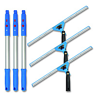 Gritt Commercial Pro Window Washing Kit with Swivel Window Squeegee and 20" Pole, 18" Wide Blade, 3/Kit (GRI131183PK)