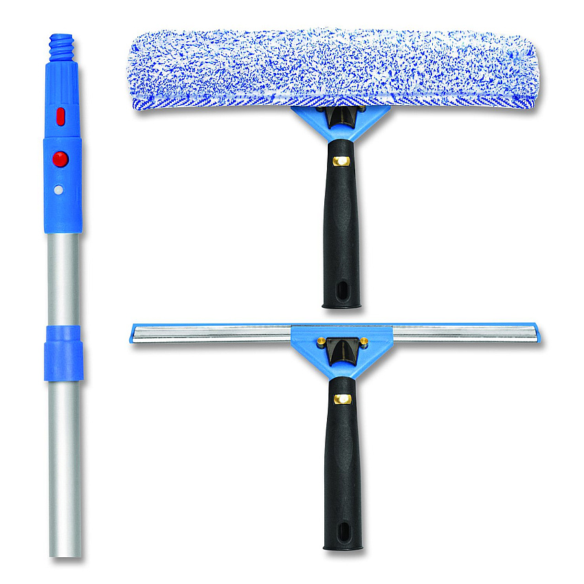 Gritt Commercial Pro Window Washing Kit with Squeegee, Washer and 6 ft Telescopic Pole, 14" Wide (GRI1376F14)