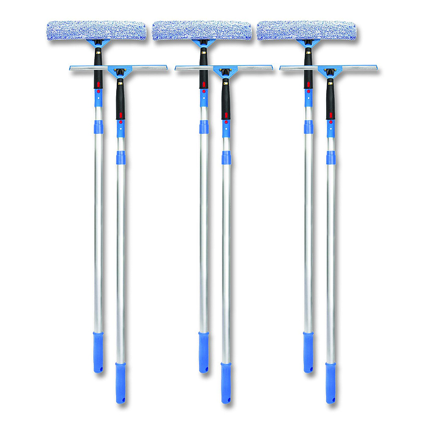 Gritt Commercial Pro Window Washing Kit with Squeegee, Washer and 6 ft Telescopic Pole, 14" Wide, 3/Kit (GRI1376F143P)
