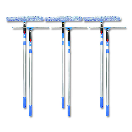 Gritt Commercial Pro Window Washing Kit with Squeegee, Washer and 6 ft Telescopic Pole, 18" Wide Blade, 3/Kit (GRI1376F183P)