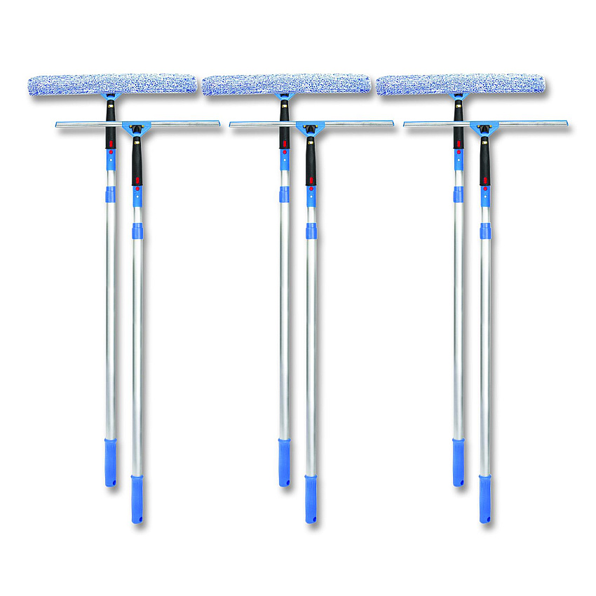 Gritt Commercial Pro Window Washing Kit with Squeegee, Washer and 6 ft Telescopic Pole, 18" Wide Blade, 3/Kit (GRI1376F183P)