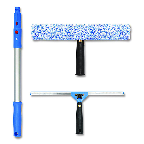 Gritt Commercial Pro Window Washing Kit with Squeegee, Washer and 20" Pole, 14" Wide Blade, 2/Kit (GRI1382PK)