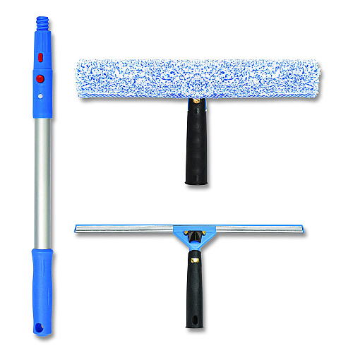Gritt Commercial Pro Window Washing Kit with Squeegee, Washer and 20" Pole, 14" Blade Width, 3/Kit (GRI1383PK)