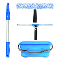 Gritt Commercial Pro Window Cleaning Kit with 14" Squeegee, 14" Washer, 20" Pole and 3 Gallon Heavy-Duty Bucket, 2/Kit (GRI138B2PK)