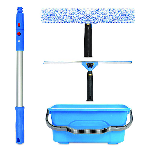 Gritt Commercial Pro Window Cleaning Kit with 14" Squeegee, 14" Washer, 20" Pole and 3 Gallon Heavy-Duty Bucket, 3/Kit (GRI138B3PK)