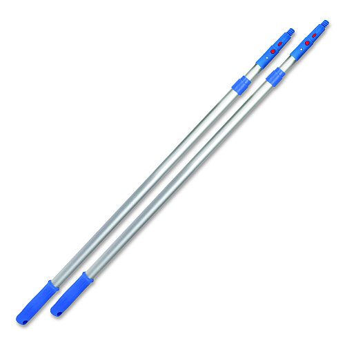 Gritt Commercial 6 ft Telescopic Aluminum Extension Pole with Click/Lock Adapter Cone, 3.5 ft to 6 ft, Blue/Silver, 2/Pack (GRI1066F2PK)