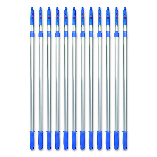 Gritt Commercial 6 ft Telescopic Aluminum Extension Pole with Click/Lock Adapter Cone, 3.5 ft to 6 ft, Blue/Silver, 12/Carton (GRI1066F12PK)