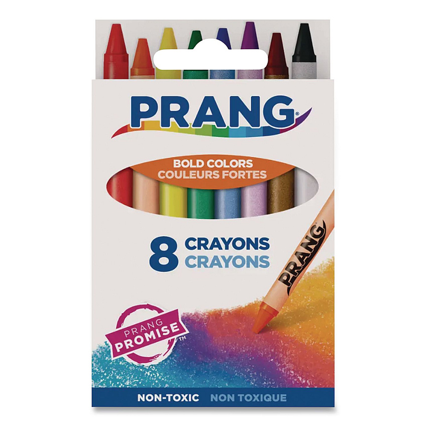 Prang Crayons Made with Soy, Regular Size, 0.37" x 3.7", 8 Assorted Colors, 8/Box (00000)