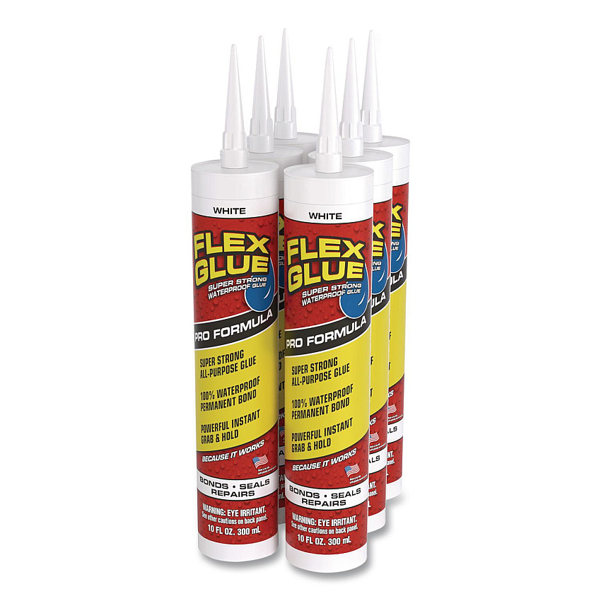Flex Seal Flex Glue Super Strong Waterproof Glue, 10 oz, Dries White, 6/Carton (GFSTANR10)
