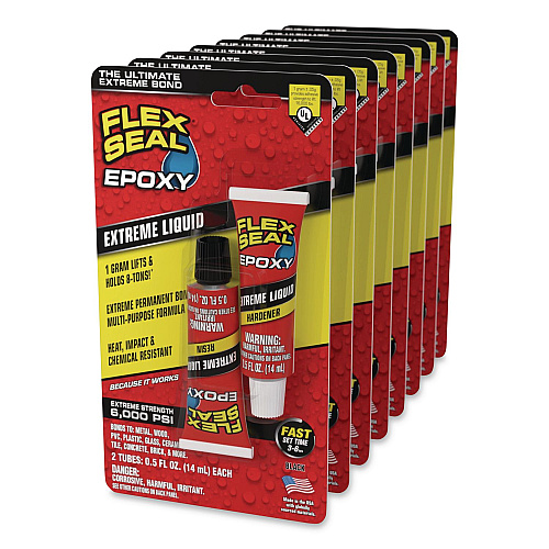 Flex Seal Flex Epoxy Extreme Liquid, Two Tube Set, 1 oz, Dries Black, 8/Carton (EFSBLKR2X15)