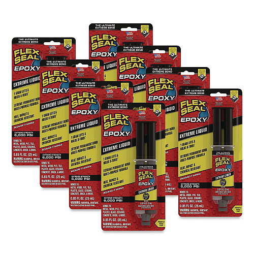 Flex Seal Flex Epoxy Extreme Liquid, Two-Part Syringe, 0.8 oz, Dries Black, 8/Carton (EFSBLKR25)