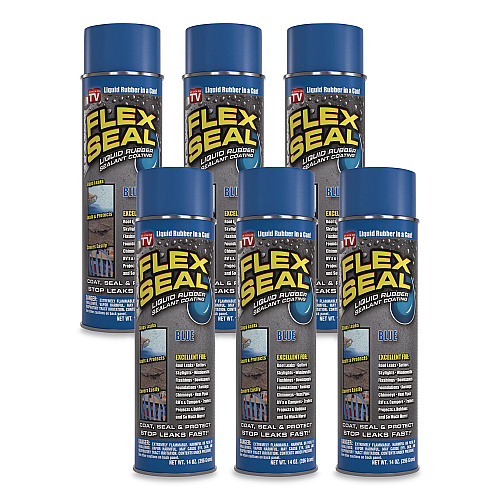 Flex Seal Liquid Rubber Sealant Coating Aerosol, 14 oz Aerosol Can, Dries Blue, 6/Carton (FSBLUR20)