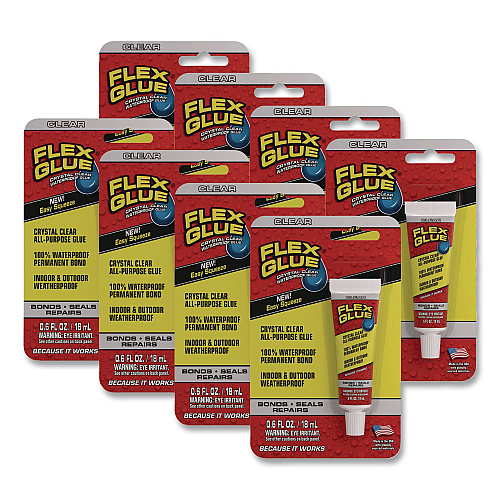 Flex Seal Crystal Clear All-Purpose Glue, 0.6 oz, Dries Clear, 8/Carton (GFSCLRMINI8)