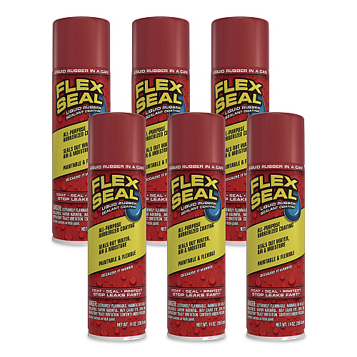 Flex Seal Liquid Rubber Sealant Coating Aerosol, 14 oz Aerosol Can, Dries Red, 6/Carton (FSREDR20)