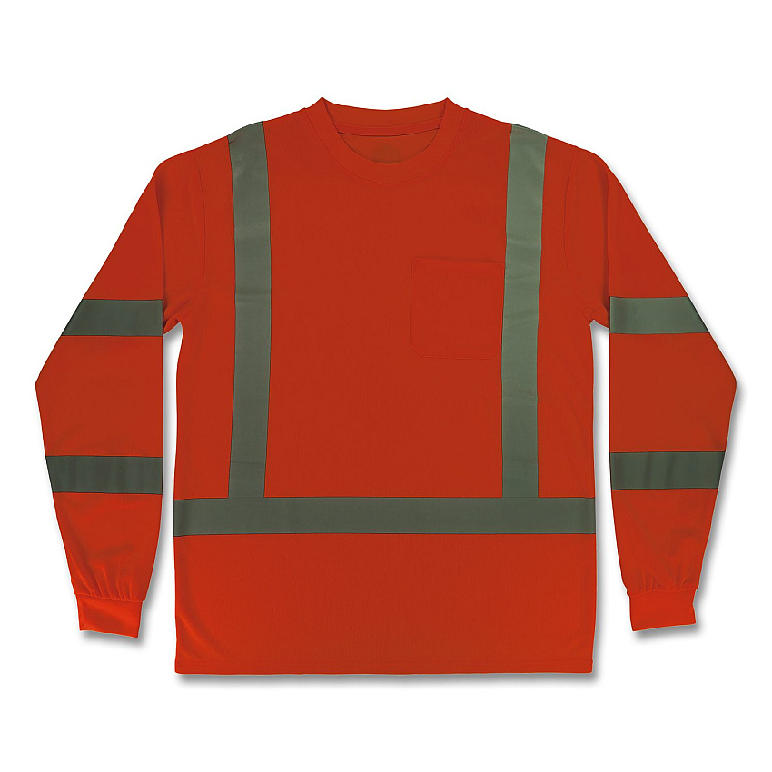 ergodyne GloWear 8368 Class 3 Essential Hi-Vis Long Sleeve T-Shirt, 5X-Large, Orange (22069)