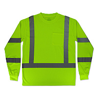 ergodyne GloWear 8368 Class 3 Essential Hi-Vis Long Sleeve T-Shirt, Small, Lime (22052)