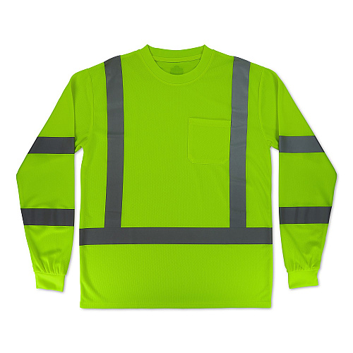 ergodyne GloWear 8368 Class 3 Essential Hi-Vis Long Sleeve T-Shirt, Small, Lime (22052)