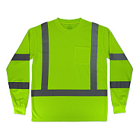 ergodyne GloWear 8368 Class 3 Essential Hi-Vis Long Sleeve T-Shirt, Large, Lime (22054)