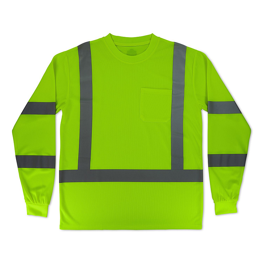ergodyne GloWear 8368 Class 3 Essential Hi-Vis Long Sleeve T-Shirt, Large, Lime (22054)