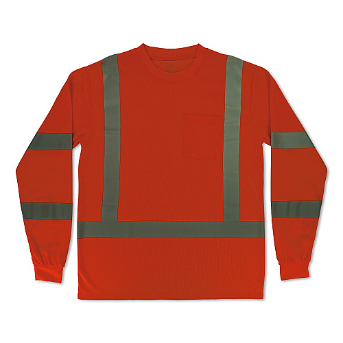 ergodyne GloWear 8368 Class 3 Essential Hi-Vis Long Sleeve T-Shirt, Small, Orange (22062)