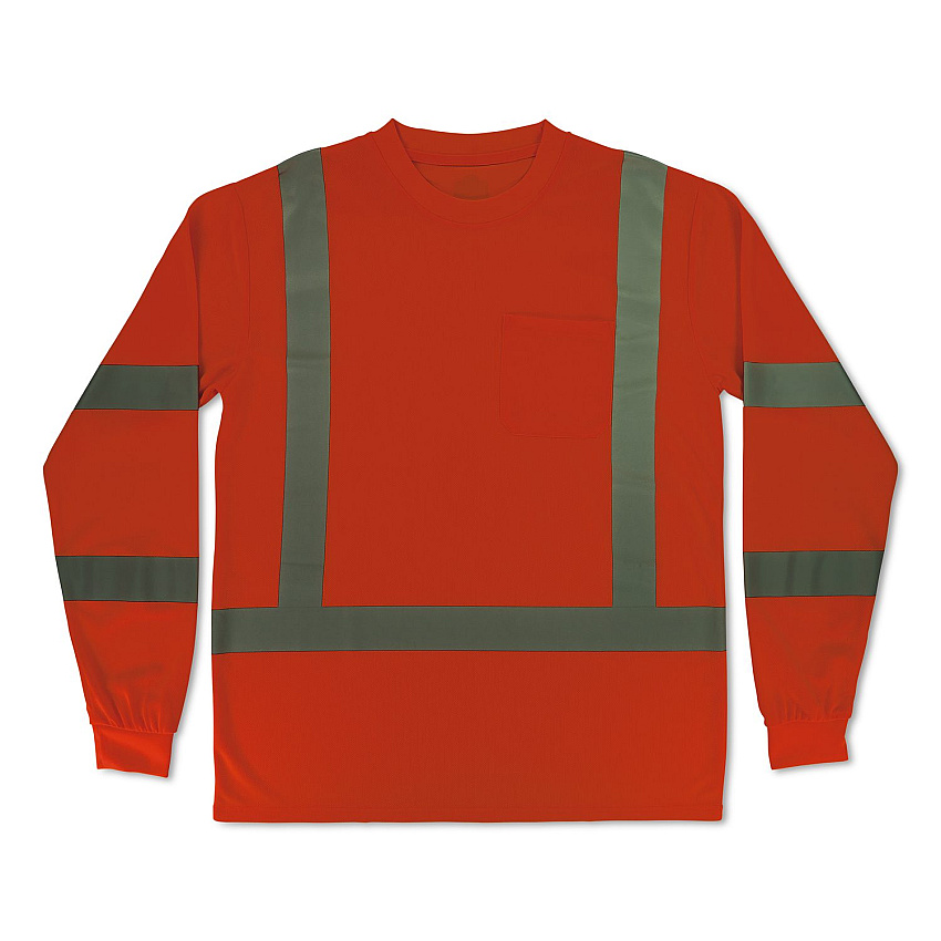 ergodyne GloWear 8368 Class 3 Essential Hi-Vis Long Sleeve T-Shirt, Small, Orange (22062)